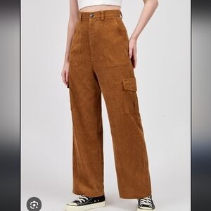Stylish Tan Corduroy Wide Leg Pants
